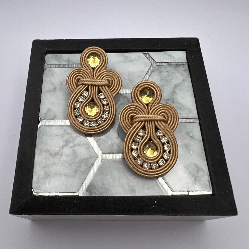 Elegant Gold Art Deco-Inspired Dangle Earrings - Stylish Soutache Earrings 26$